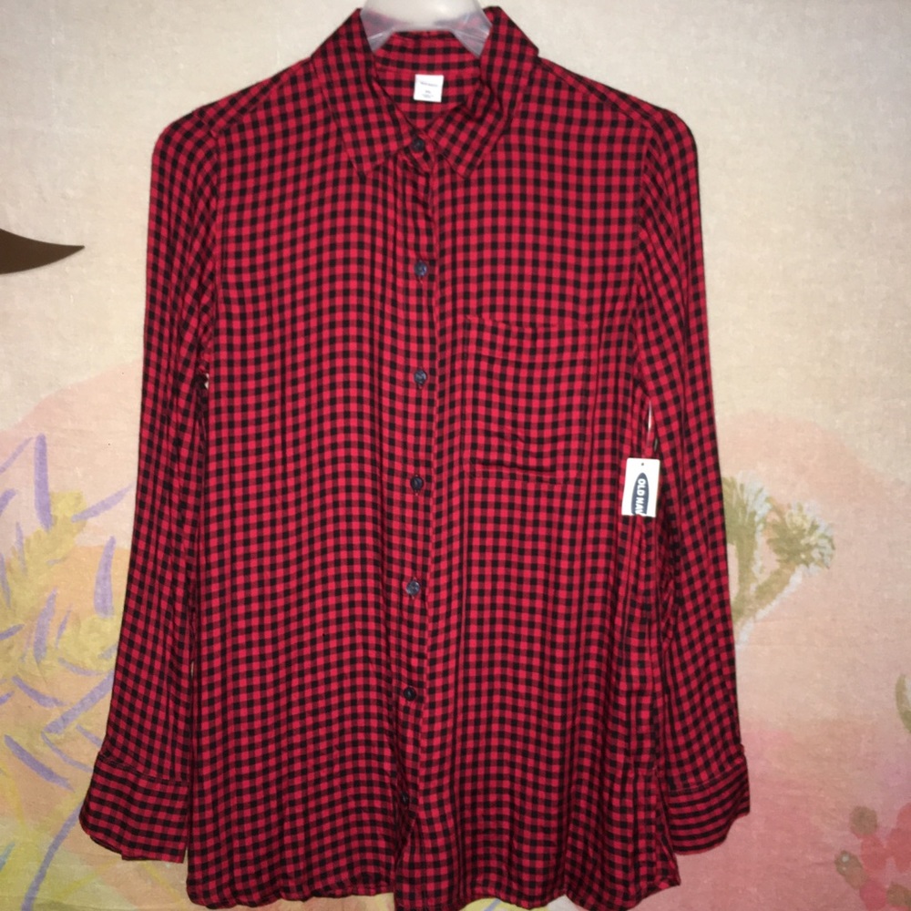 Red/Black Plaid Button Down